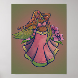 Våg Belly Dancer Art Magdans Goddess Poster