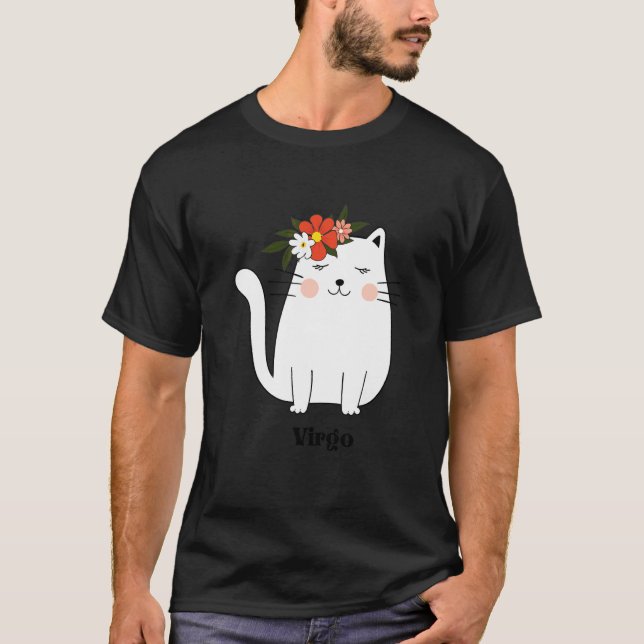 Våg Cat Zodiac Birth Sign T Shirt (Framsida)