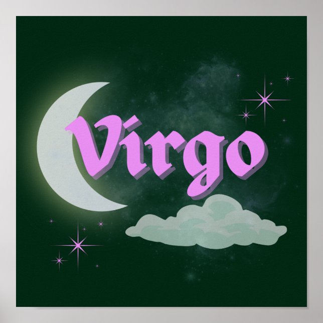 Våg Celestial Måne Cloud Stars Astrology Art Poster (Framsidan)