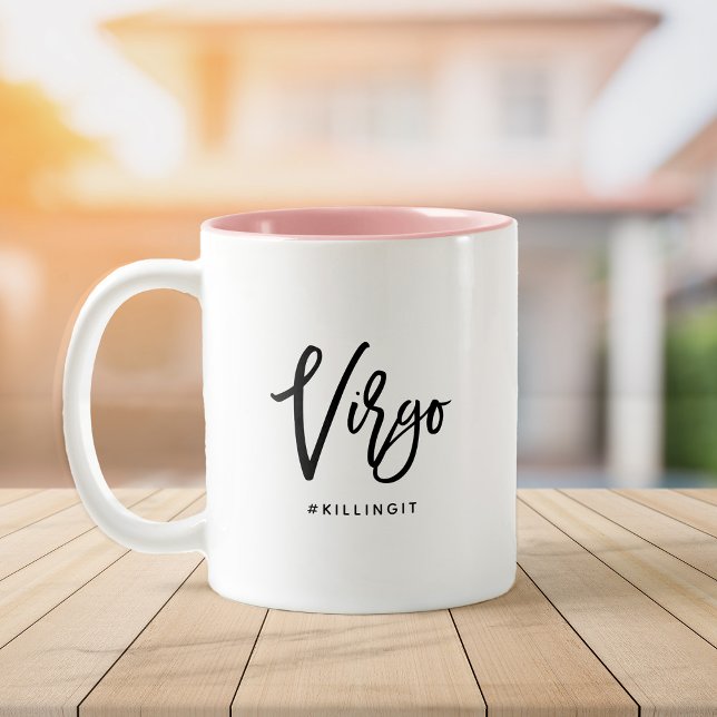 Våg Chic Horoscope Modern Script Zodiac-tecken Två-Tonad Mugg (Skapare uppladdad)
