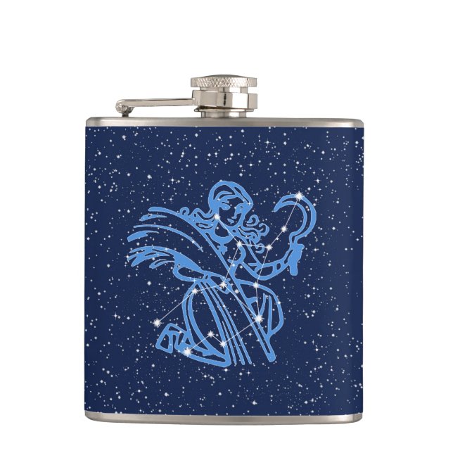Våg Constellation and Zodiac Sign med stjärnor Fickplunta (Framsidan)
