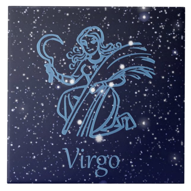 Våg Constellation and Zodiac Sign med stjärnor Kakelplatta (Framsidan)