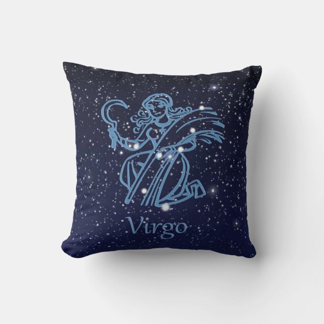 Våg Constellation and Zodiac Sign med stjärnor Kudde (Framsida)