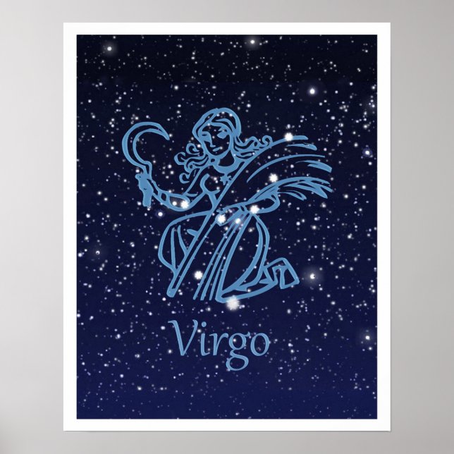 Våg Constellation and Zodiac Sign med stjärnor Poster (Framsidan)