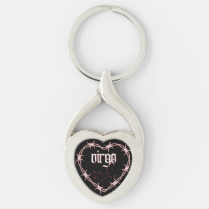 Våg Constellation Gothic Aesthetic Barbed Wire Twisted Heart Silverfärgad Nyckelring