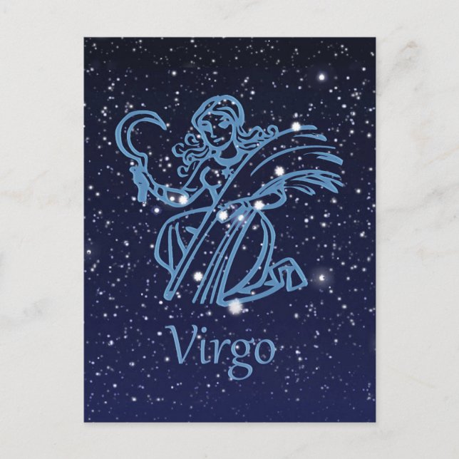 Våg Constellation & Zodiac-tecken med stjärnor Vykort (Framsida)