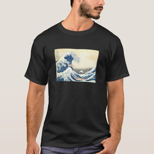 Våg Corgi Surfande Hund T Shirt (Framsida)