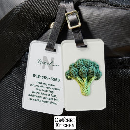 Väg Elegant Minimalist Crochet Broccoli Namn Bagagebricka