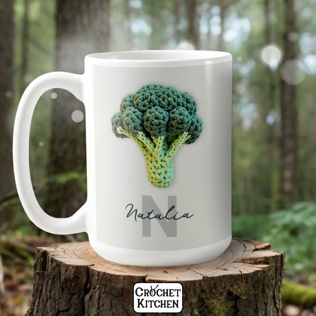Väg Elegant Minimalist Crochet Broccoli Namn Kaffemugg (Skapare uppladdad)