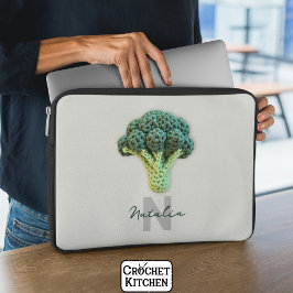 Väg Elegant Minimalist Crochet Broccoli Namn Laptop Fodral