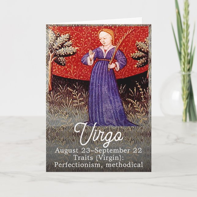 Våg Födelsedagsfesten Virgin Zodiac Sign Kort (Framsida)