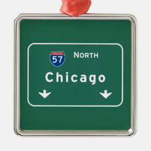 Väg för Chicago Illinois Interstate Julgransprydnad Metall