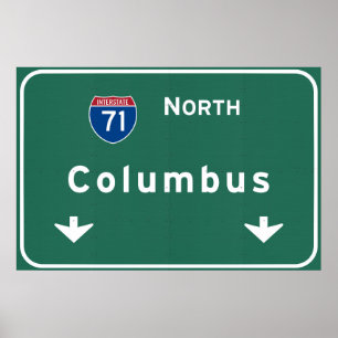 Väg för Columbus Ohio oh Interstate Poster