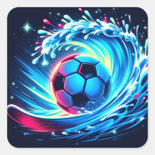 Våg fotboll futuristisk ocean fotboll surf fyrkantigt klistermärke