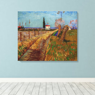 Väg genom en åker, videbuskar av Vincent van Gogh Canvastryck