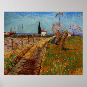 Väg genom en åker, videbuskar av Vincent van Gogh Poster
