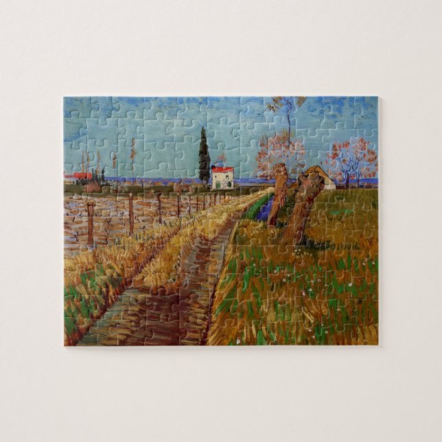 Väg genom en åker, videbuskar av Vincent van Gogh Pussel (Horisontell)