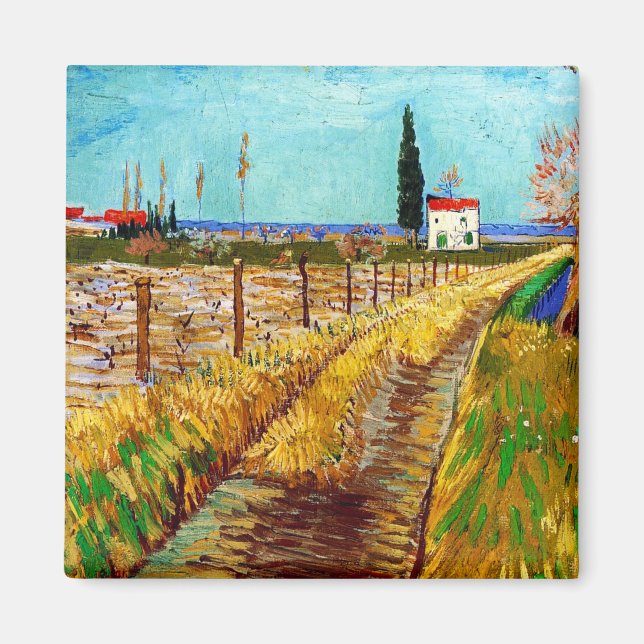 Väg genom ett Fält med Willows Van Gogh Magnet (Framsidan)