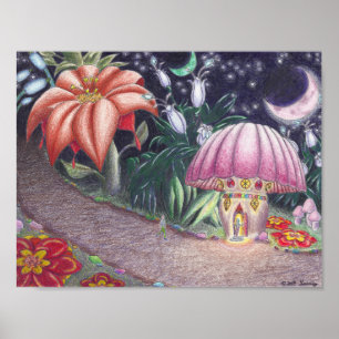Väg genom giantblommor poster