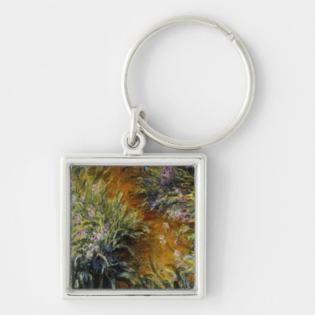 Väg genom järnridån fyrkantig silverfärgad nyckelring (Framsidan)