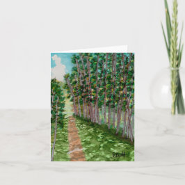 Väg genom skogen tack kort