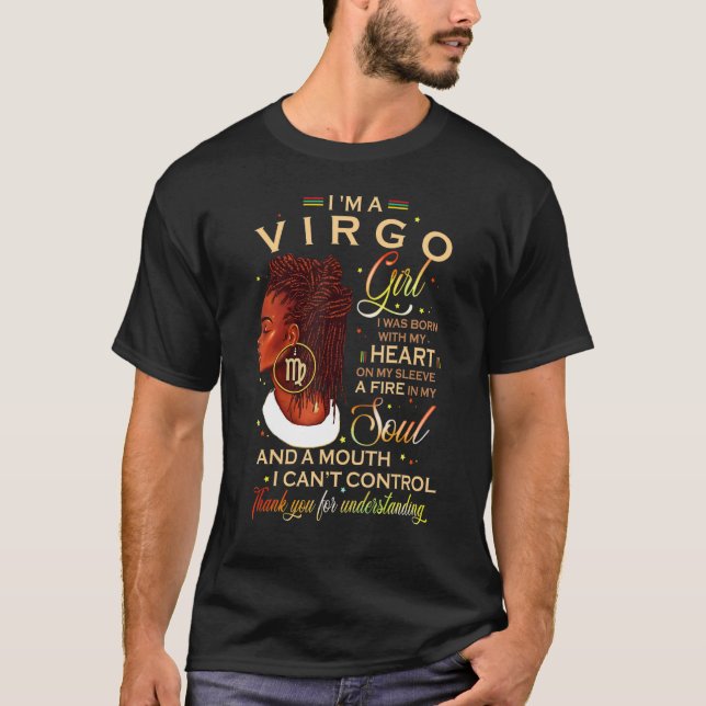 Våg Girl Afro Locs Girl Zodiac Signs Birthday T Shirt (Framsida)