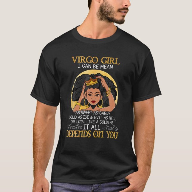 Våg Girls Black Queen September Birthday T Shirt (Framsida)