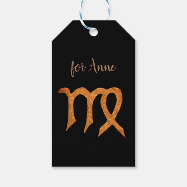 Våg Golden Anpassningsbar Astrology-tecken Presentetikett (Framsidan)