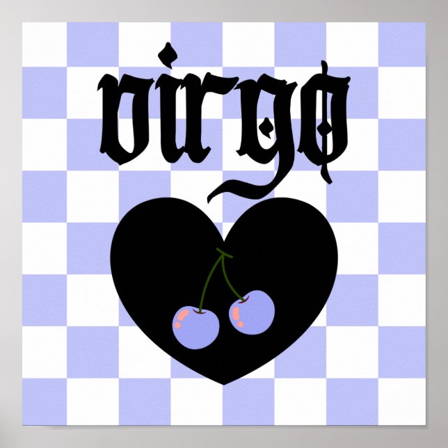 Våg Gothic Aesthetic Checkered Cherry Art Poster (Framsidan)