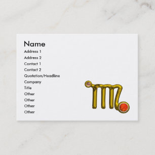 VÅG / GRÅTT ORANGE AGATE,GULD ZODIAC SIGN JEWEL VISITKORT
