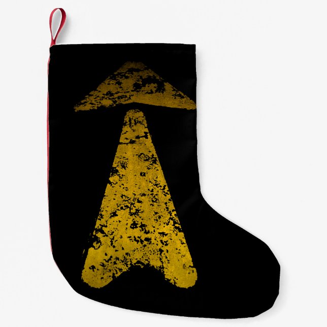 Väg Gul Målad Pil Liten Julstrumpa (Framsidan)