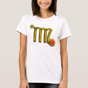 VÅG / GULD,GRÅTT ORANGE AGATE ZODIAC SIGN JEWEL TEE