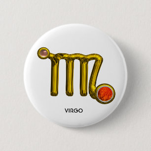 VÅG/GULD ORANGE AGATE ZODIAC SIGN JEWEL KNAPP