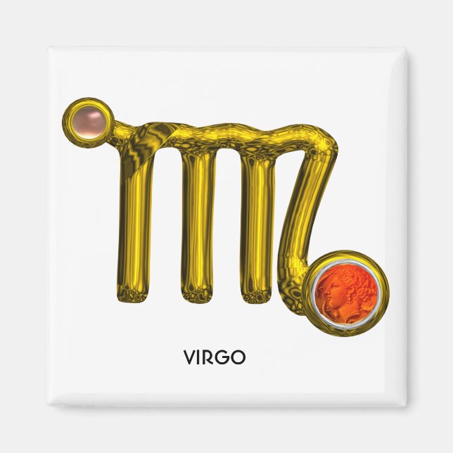 VÅG/GULD ORANGE AGATE ZODIAC SIGN JEWEL MAGNET (Framsidan)