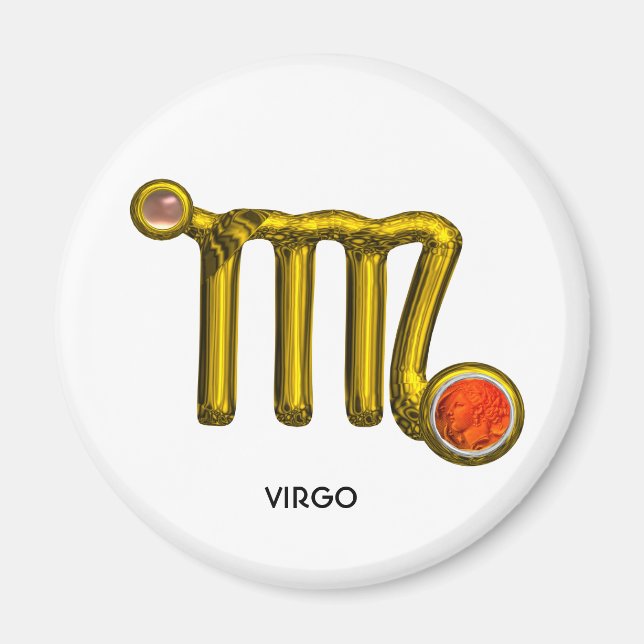 VÅG/GULD ORANGE AGATE ZODIAC SIGN JEWEL MAGNET (Framsidan)