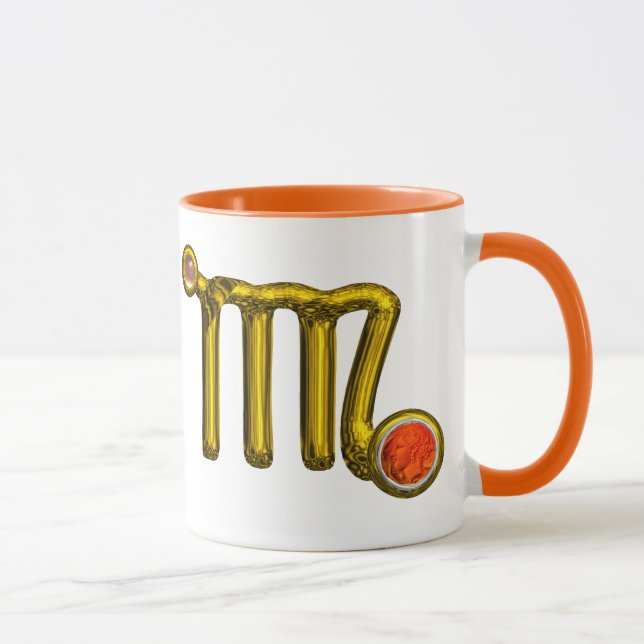 VÅG/GULD ORANGE AGATE ZODIAC SIGN JEWEL MUGG (Höger)