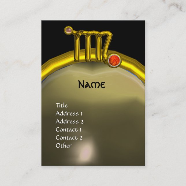 VÅG / GULD ZODIAC SIGN JEWEL AGATE MONOGRAM VISITKORT (Framsida)
