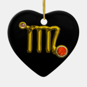 VÅG/GULD ZODIAC SIGN JEWEL ORANGE AGATE, Black Julgransprydnad Keramik