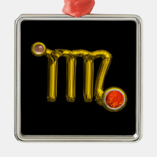 VÅG/GULD ZODIAC SIGN JEWEL ORANGE AGATE, Black Julgransprydnad Metall