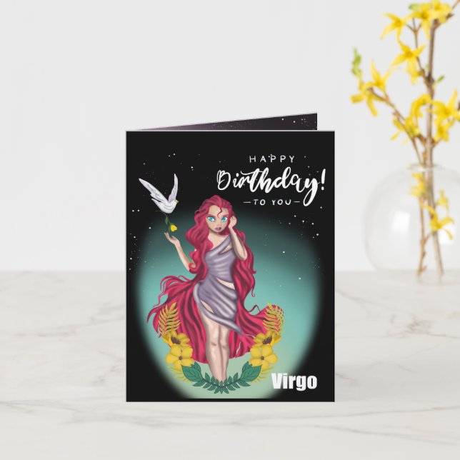 Våg Horoscope-födelsedagskort Kort (Gul blomma)