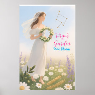 Våg Horoscope Inspired Blommigt Zodiac Design Poster