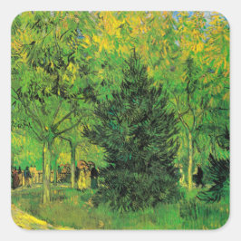 Väg i Arles-parken med Walkers - Van Gogh Fyrkantigt Klistermärke