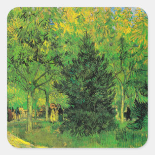 Väg i Arles-parken med Walkers - Van Gogh Fyrkantigt Klistermärke