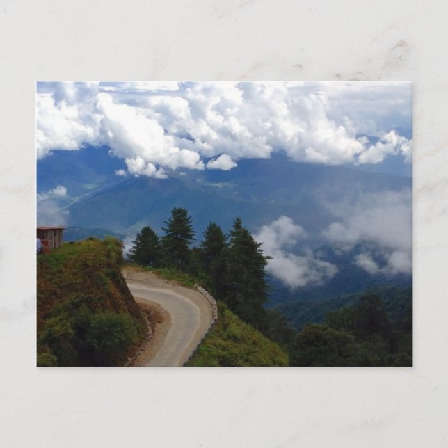 Väg i Bhutan Vykort (Framsida)