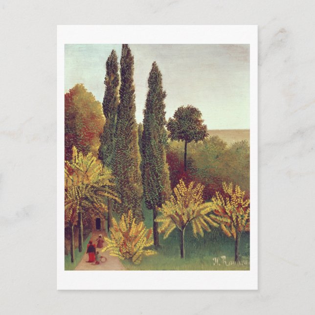 Väg i Buttes Chaumont Park, Paris, 1908 (olja) Vykort (Framsida)