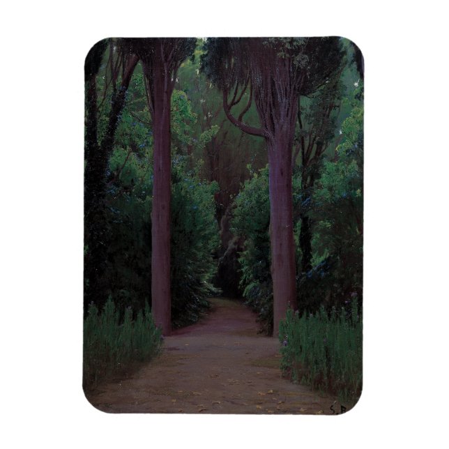 Väg i en park (av Santiago Rusiñol) Magnet (Vertikal)