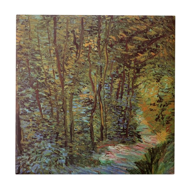 Väg i Skogen av Vincent van Gogh Kakelplatta (Framsidan)