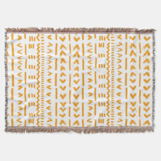 Väg i Sol Mudcloth African Mönster in White Filt