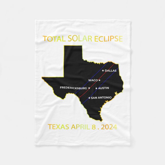 Väg i Solar Eclipse 2024 Interactive Karta Texas E Fleecefilt (Framsidan)