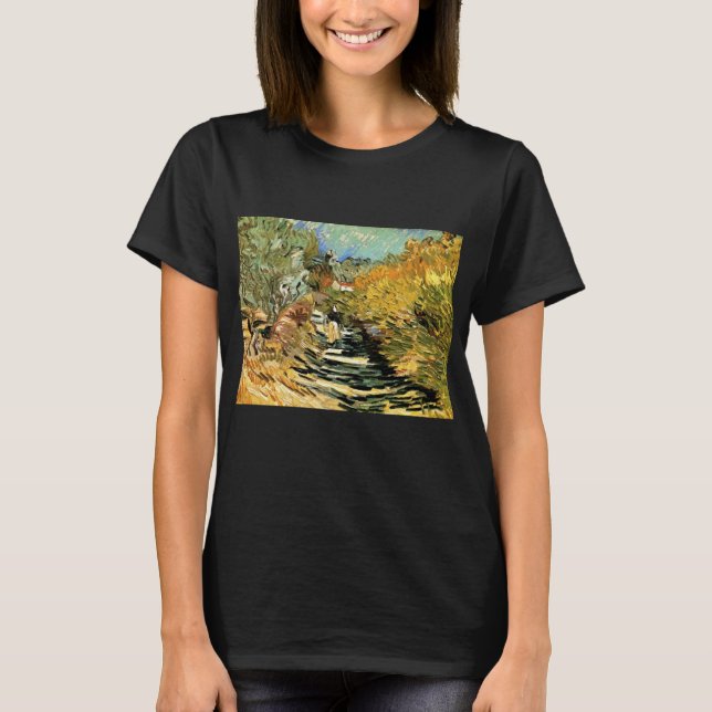 Väg i St Remy med Figur av Vincent van Gogh T Shirt (Framsida)
